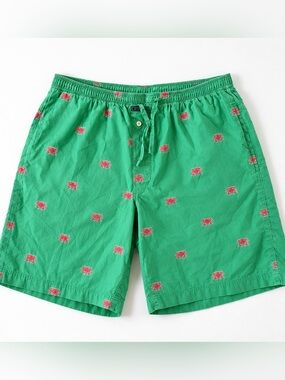 Crown & Ivy Men’s Medium Green Crab Print Shorts Coastal Preppy Beach Resort